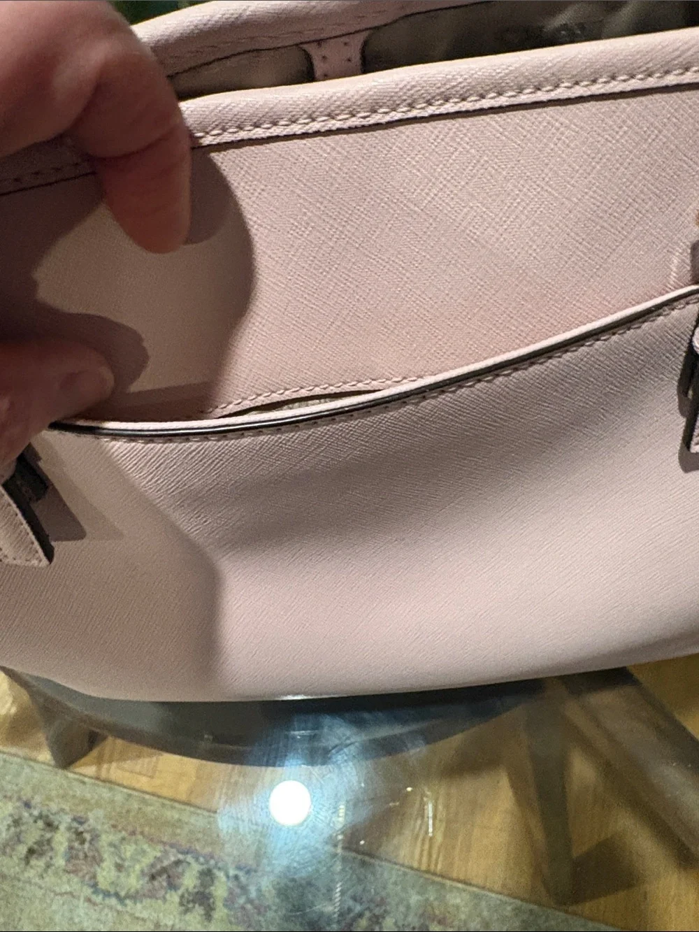 Michael Kors Pale Pink Saffiano Leather Tote with MK Charm